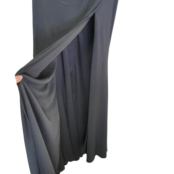 Mac Duggal Pearl Shoulder Strap Black Jersey Maxi Dress Formal Gown Sz 2 NWT - Picture 10 of 13